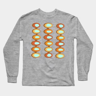 Midcentury Pattern in Turquoise and Orange Long Sleeve T-Shirt